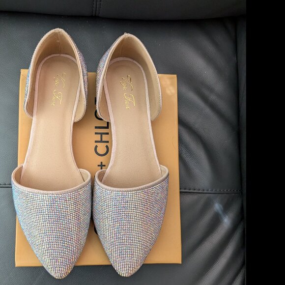 NwoB Iridescent Rhinestone D'Orsay Pointed Toe Flats - TTS 8 - Picture 4 of 8
